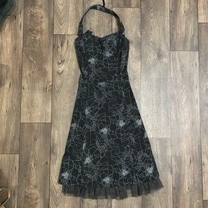 Vexy gothic retro spiderweb halter dress